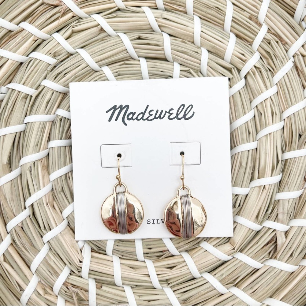 MADEWELL Earrings Gold & Silver Wrapped Fishhook Wire Jewelry Mixed Metal NWT